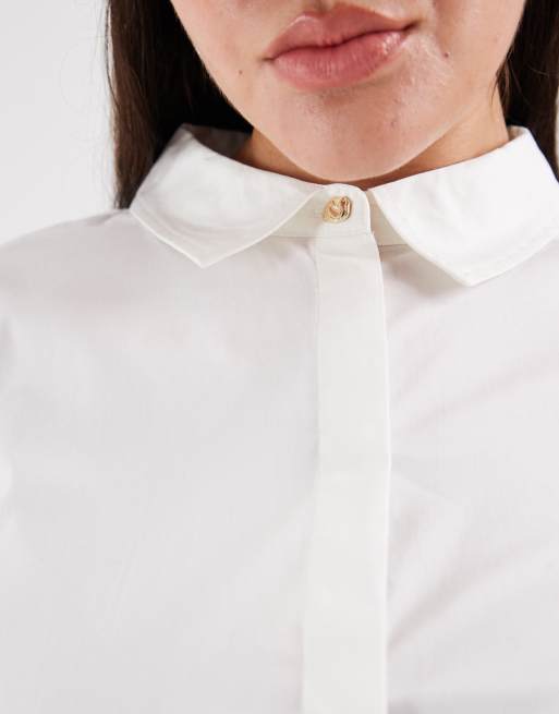 Vero Moda Curve – Vit skjorta med markerad midja, 4 av 4