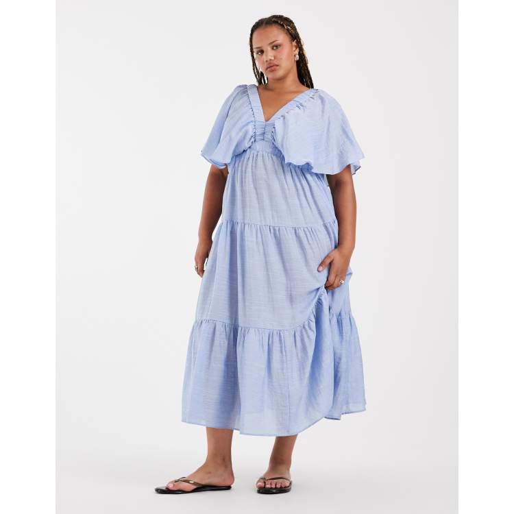 plus size tiered maxi dress with sleeves Avenue Women's Plus Size Jasmine Long Sleeve Tiered Maxi Dress