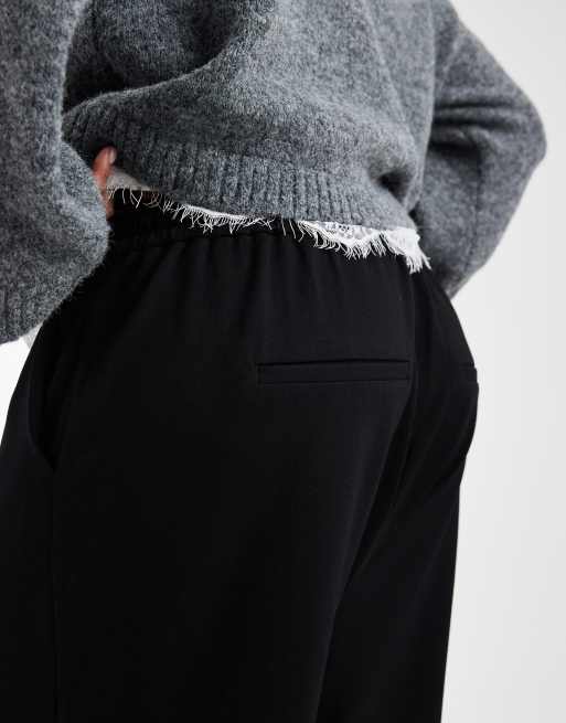 Vero Moda Curve – Weit geschnittene Jersey-Hose in Schwarz mit Kordelzugbund, 5 von 5