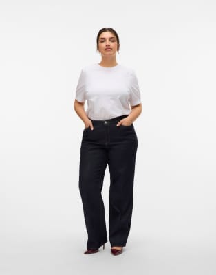 Vero Moda Curve - Wide-Fit-Jeans aus dunkelblauem Denim