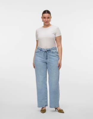 Vero Moda Curve - Wide-Fit-Jeans aus hellblauem Denim
