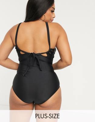 black scoop back swimsuit
