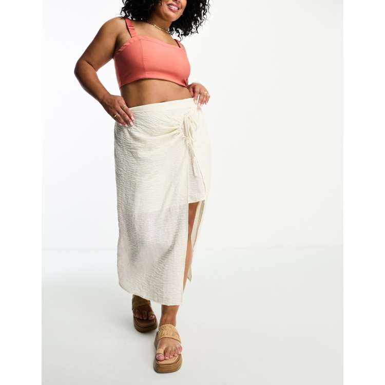 White wrap shop tie skirt