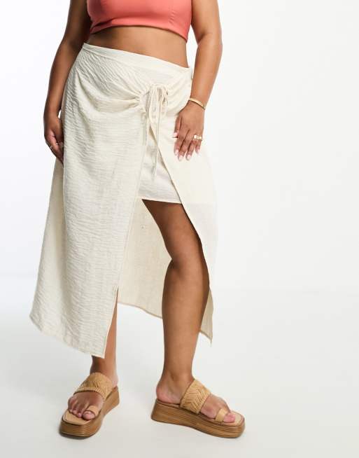 White wrap outlet skirt plus size