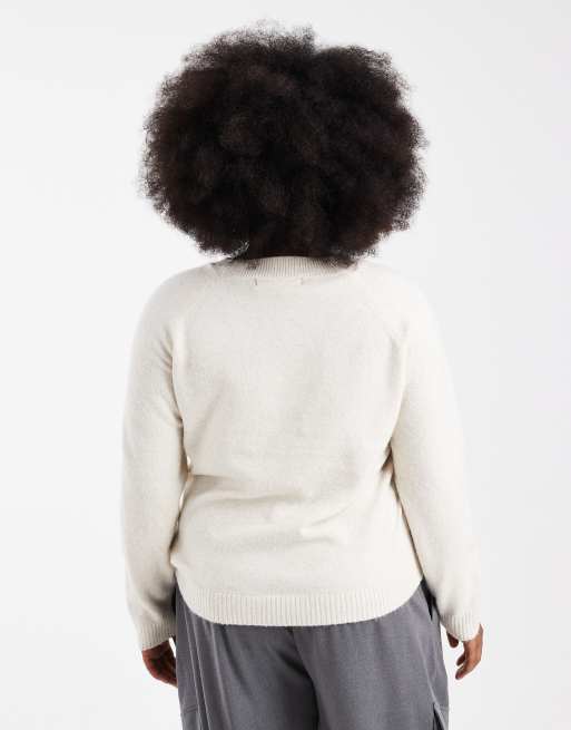 Vero Moda Curve - Zachte gebreide trui met ronde hals in crème, 3 van 4