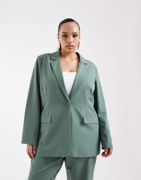 Vero Moda Curve – Zielona elegancka marynarka o luźnym kroju, część zestawu - view 1