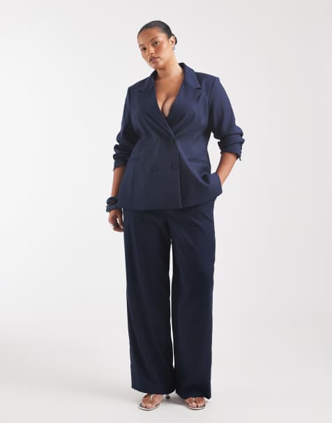 Vero Moda Curve – Zweireihiges, elegantes Set in Marineblau - view 1