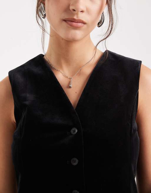 Vero Moda – Czarna aksamitna kamizelka, część zestawu, 3 z 4