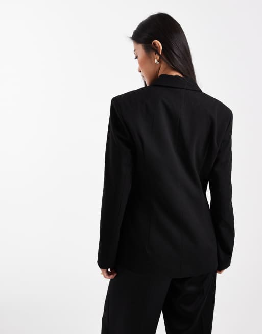 Vero Moda – Czarna marynarka o dopasowanym kroju z kopertowym przodem, 4 z 4