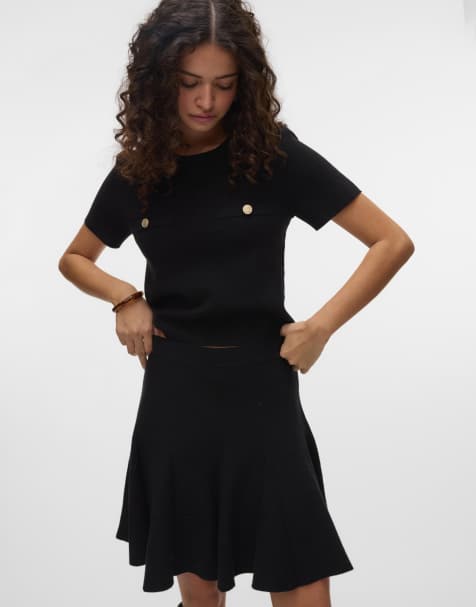 Vero Moda Knitted skirt in black