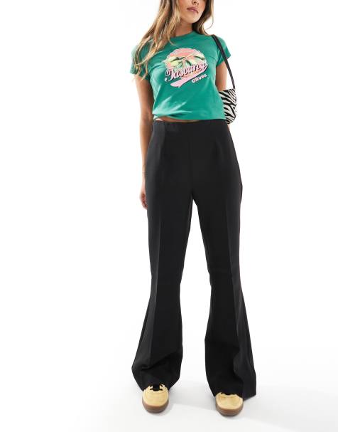 Vero Moda stretch kick flare trousers in black