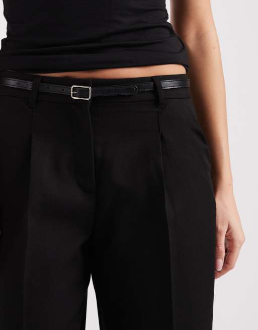 Vero Moda – Czarne eleganckie spodnie z baryłkowymi nogawkami i paskiem, 5 z 5