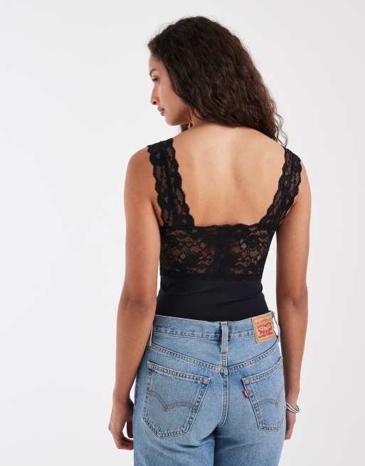 Vero Moda – Czarne koronkowe body, 4 z 4