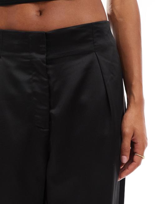 Vero Moda – Czarne satynowe spodnie z szerokimi nogawkami, część zestawu, 5 z 5