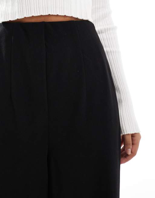 Vero Moda – Czarne spodnie z bardzo szerokimi nogawkami z dżersejowej krepy, 4 z 5