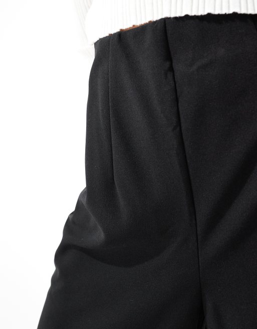 Vero Moda – Czarne spodnie z bardzo szerokimi nogawkami z dżersejowej krepy, 5 z 5