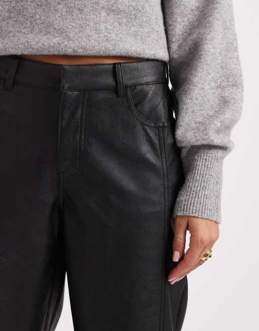 Vero Moda – Czarne spodnie z imitacji skóry o fasonie barrel, 2 z 5