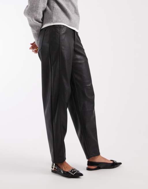 Vero Moda – Czarne spodnie z imitacji skóry o fasonie barrel, 5 z 5