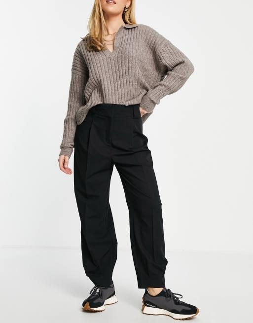 Vero Moda – Czarne, zwężane spodnie z podwyższonym stanem