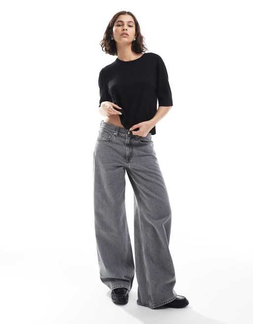Vero Moda – Czarny dzianinowy T-shirt i pudełkowym kroju, 2 z 4