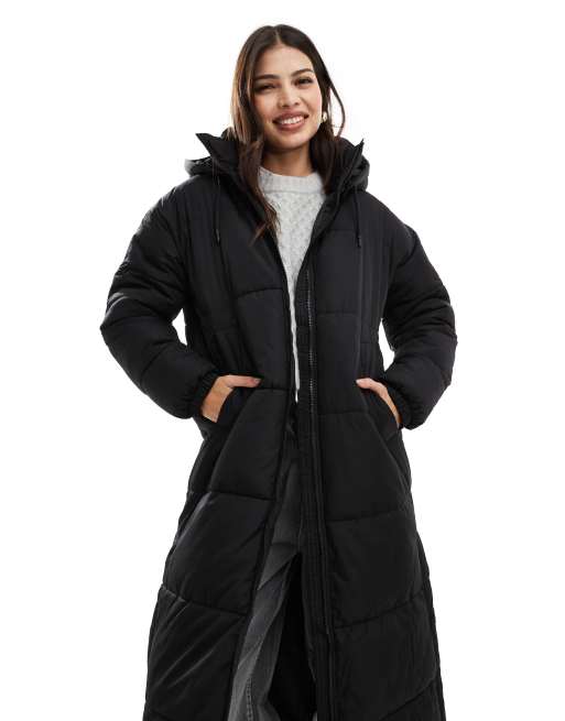 Vero Moda – Czarny ocieplany płaszcz o wydłużonym fasonie, 4 z 4