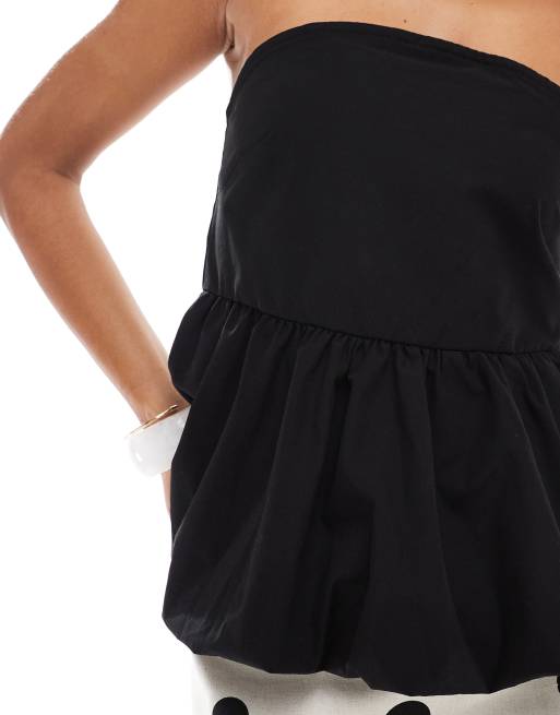Vero Moda – Czarny top bandeau z bufiastym dołem, 4 z 4