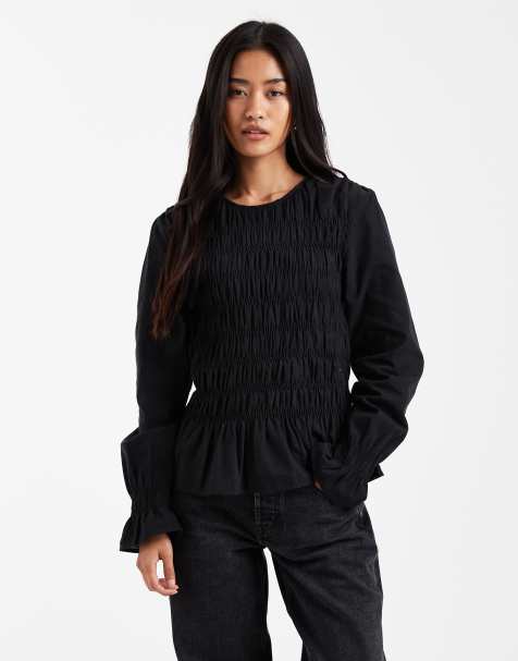 Vero Moda – Czarny top z marszczoną górą i obszernymi rękawami - view 1