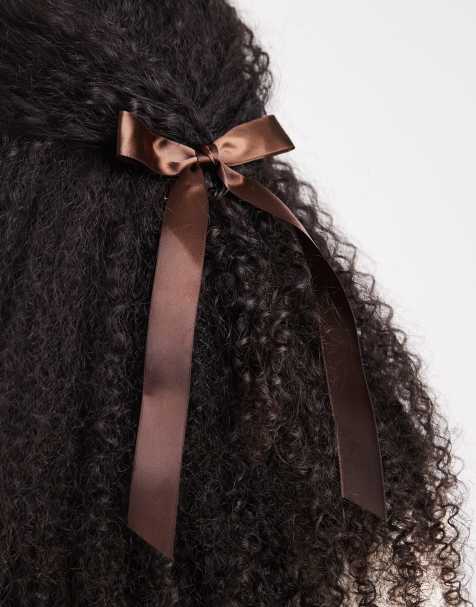 Vero Moda bow ribbon hairclip in chocolate
