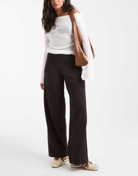 Vero Moda loose pull on trousers in chocolate