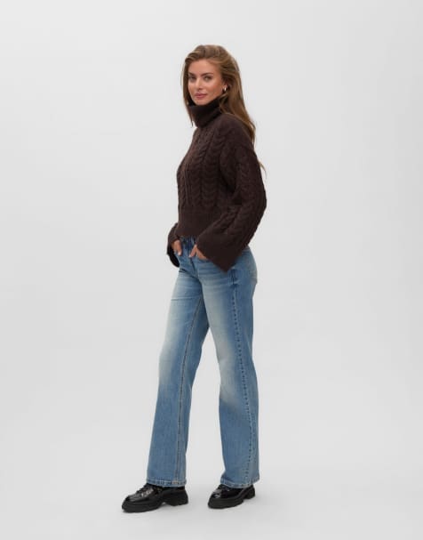 Vero Moda – Czekoladowy dzianinowy sweter zakładany przez głowę - view 1