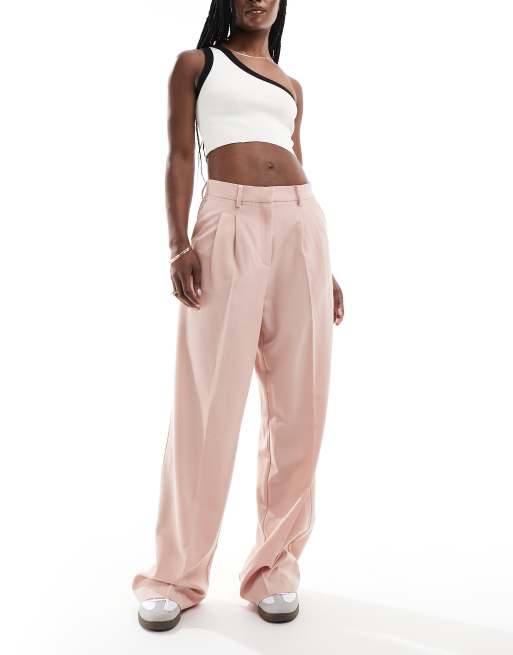 Vero Moda - Dad broek met wijde pijpen in mistig roze