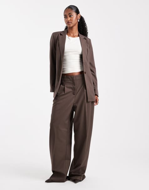 Vero Moda dad fit tailored blazer and trouser co-ord in chocolate - view 1