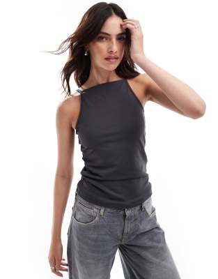 Vero Moda - Débardeur à col montant en jersey - Gris asphalte - view 1