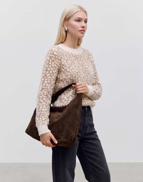 Vero Moda deer print soft fluffy knitted jumper in cream melange - view 1