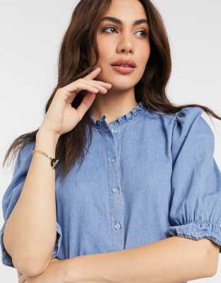 round neck denim shirt