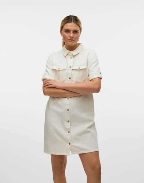 Vero Moda Denim dress in cloud dancer