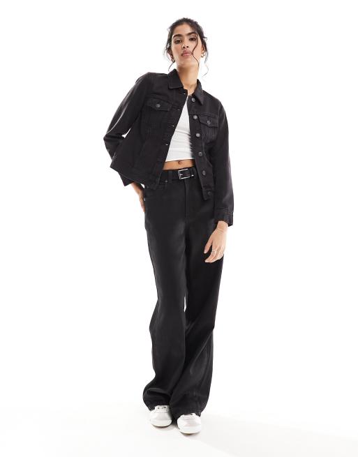 Vero moda black denim jacket sales