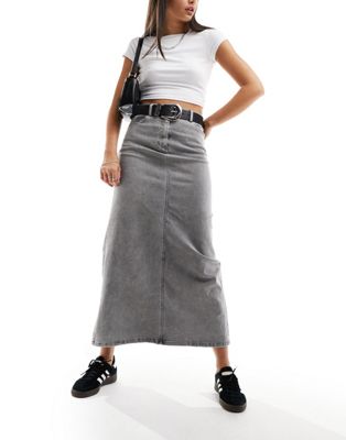 Vero Moda denim maxi skirt in washed grey - ASOS Price Checker