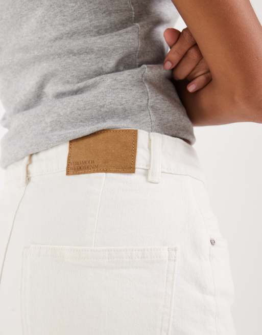 Vero Moda denim midaxi skirt with front slit in ecru, 5 of 5