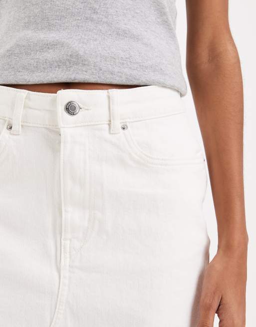 Vero Moda denim midaxi skirt with front split in ecru, 3 of 5