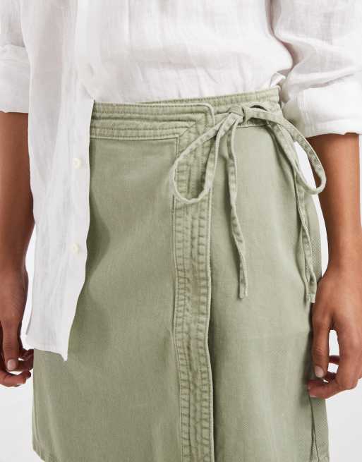 Vero Moda - Denim mini rok met overslag in lauriergroen, 5 van 5