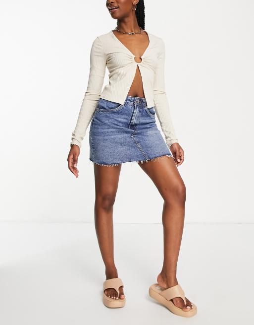 Vero Moda denim mini skirt in light blue, 3 of 4