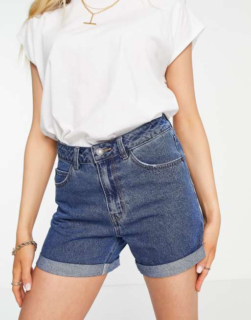 Distressed Denim Mom Shorts