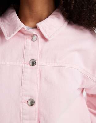 Vero Moda Denim Shacket With Front Pockets In Multi