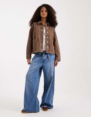 Vero Moda Denim Shacket With Front Pockets In Multi