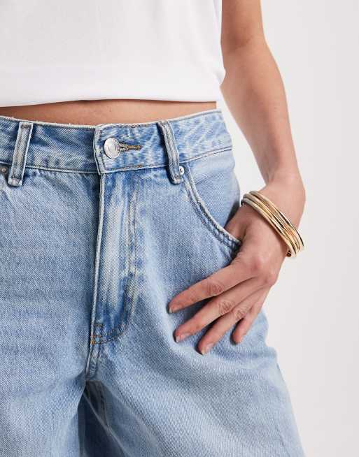 Vero Moda - Denim short met lange pasvorm en wijde pijpen in lichtblauw, 3 van 5