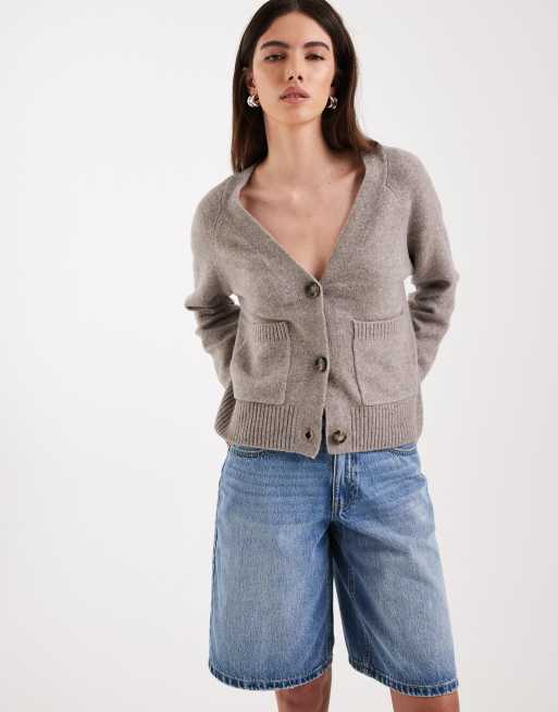Vero Moda - Denim short met lange pasvorm en wijde pijpen in middenblauw denim, 2 van 5