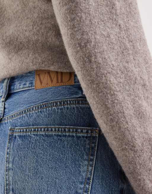 Vero Moda - Denim short met lange pasvorm en wijde pijpen in middenblauw denim, 5 van 5
