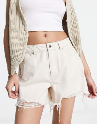 Vero Moda Denim Shorts In Ecru-neutral