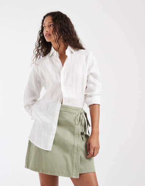Vero Moda denim wrap mini skirt in laurel green - view 1